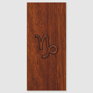 Capricorn Zodiac-Symbol im Holzkörnerstil Magnetkarte