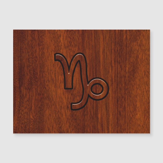 Capricorn Zodiac Symbol im Holzkörnerstil Magnetkarte (Vorderseite)