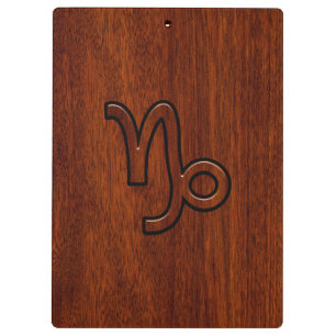 Capricorn Zodiac-Symbol im Mahagoni-Stil drucken Klemmbrett