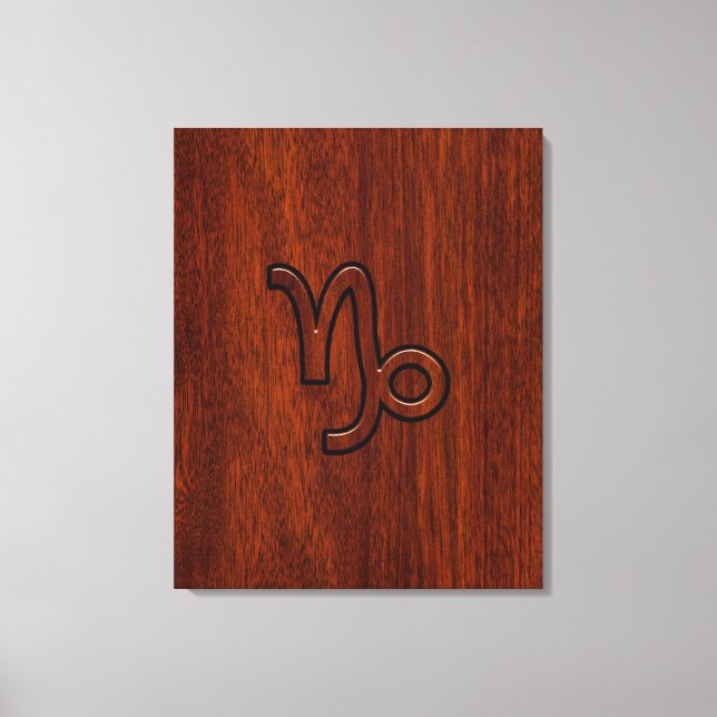 Capricorn Zodiac-Symbol im Mahagoni-Stil drucken Leinwanddruck (Vorderseite)