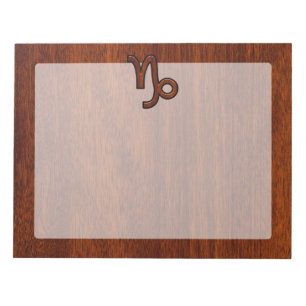 Capricorn Zodiac Symbol in Mahogany Brown Notizblock