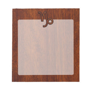 Capricorn Zodiac Symbol in Mahogany Brown Notizblock