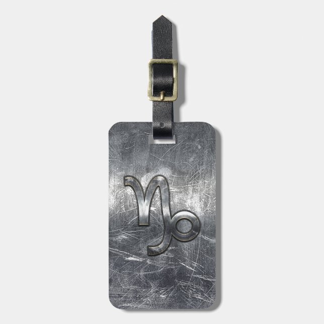 Capricorn Zodiac Symbol Industrial Style Gepäckanhänger (Vorderseite vertikal)