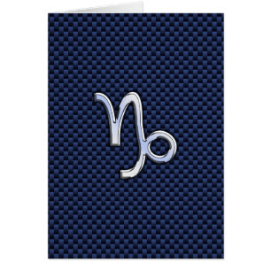 Capricorn Zodiac Symbol Navy Blue Carbon Fiber