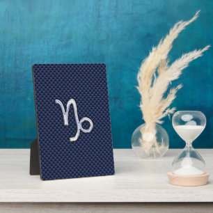 Capricorn Zodiac Symbol Navy Blue Carbon Fibre Fotoplatte