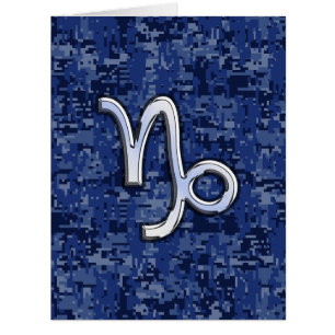 Capricorn Zodiac Symbol on Blue Digital Camo