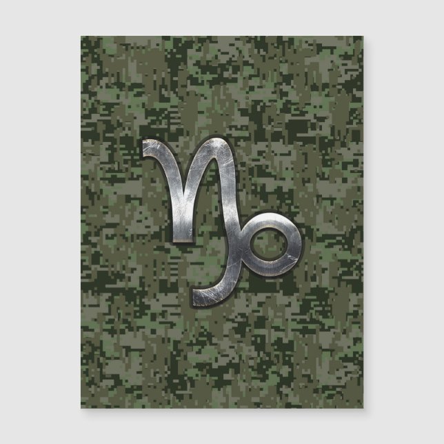 Capricorn Zodiac Symbol Woodland Camouflage Magnetkarte (Vorderseite)