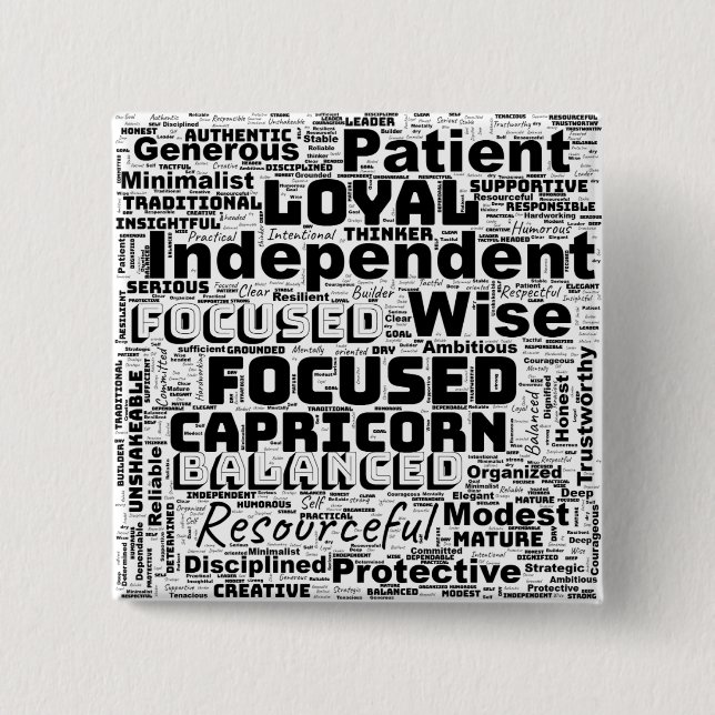 Capricorn Zodiac Word Cloud Inspiration Button (Vorderseite)