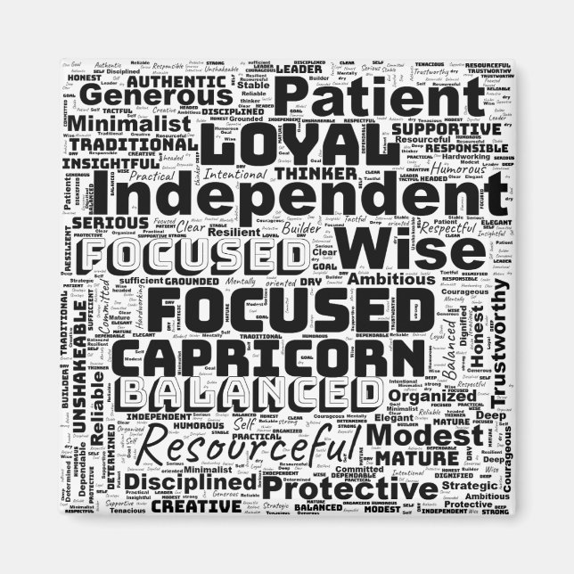 Capricorn Zodiac Word Cloud Inspiration Magnet (Vorne)