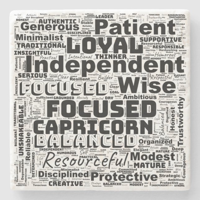 Capricorn Zodiac Word Cloud Inspiration Steinuntersetzer (Vorderseite)
