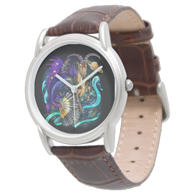 Capricorn-Zodiac-Zeichen Armbanduhr (Schrägansicht)