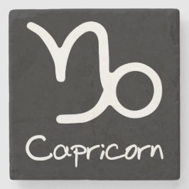 Capricorn Zodiac-Zeichen auf schwarzem Hintergrund Steinuntersetzer