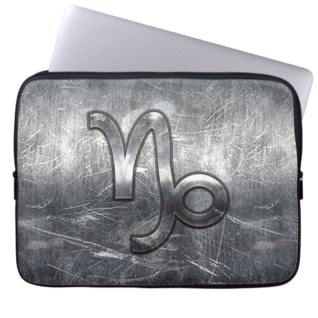 Capricorn Zodiac-Zeichen in Grunge-Not-Stil Laptopschutzhülle (Vorderseite)