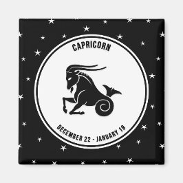 Capricorn Zodiac Zeichen, Schwarz & Weiß Magnet