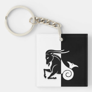 Capricorn-Zodiac-Zeichen, Schwarz-Weiß-Schlüssel Schlüsselanhänger