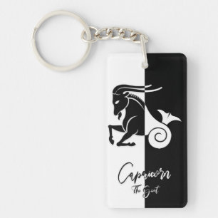 Capricorn-Zodiac-Zeichen, Schwarz-Weiß-Schlüssel Schlüsselanhänger