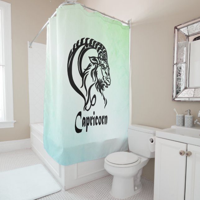 Capricorn Zodiac Zeichen und Symbol Grün Duschvorhang (Beispiel)