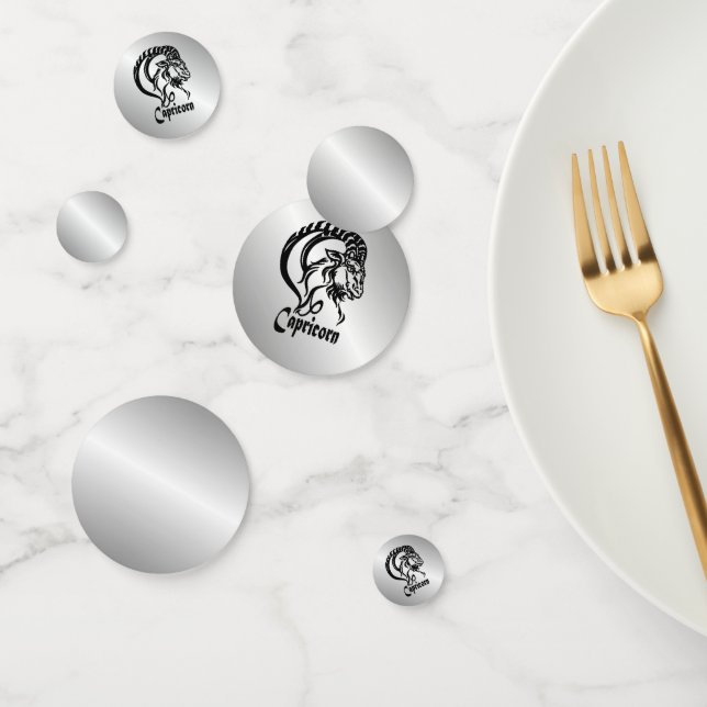 Capricorn Zodiac Zeichen und Symbol Silber Konfetti (Gruppe)
