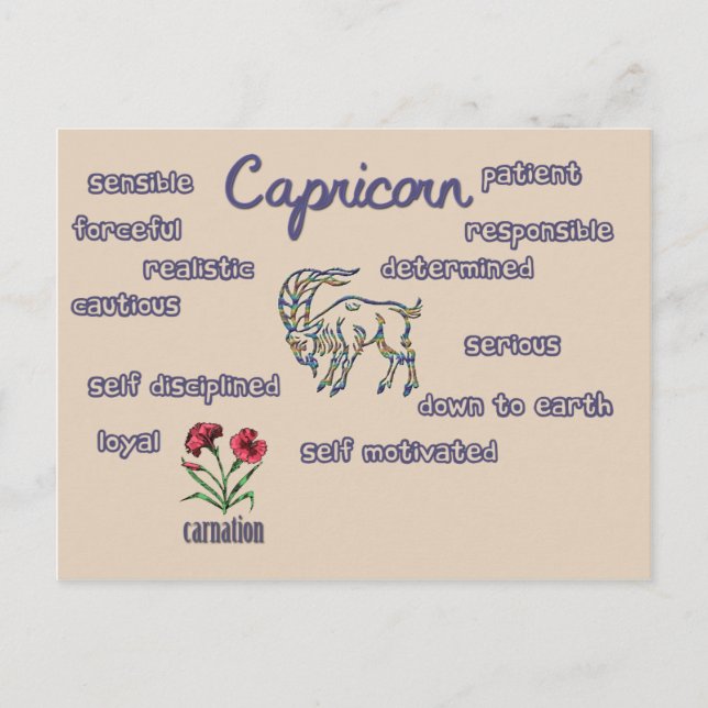 Capricorne caractéristiques carte zodiac (Devant)