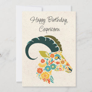 Capricorne Chèvre Zodiac Floral Carte d'anniversai