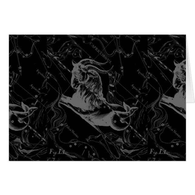 Capricorne Constellation Carte Hevelius Engraving (Devant horizontal)