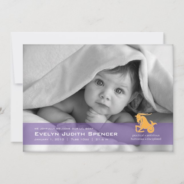 Capricorne le Faire-part de naissance photo de la  (Devant)