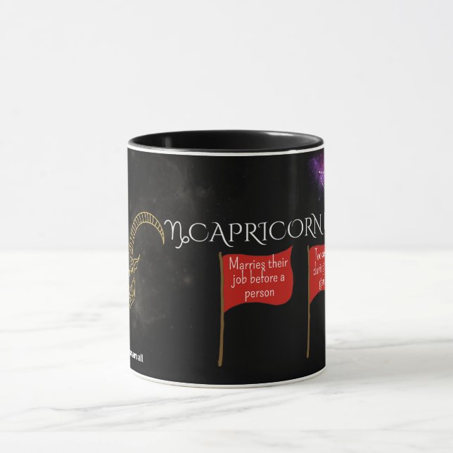 Capricorne rouge drapeaux Mug | Drôle cadeau Zodia (Centre)