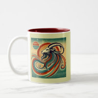 Capricorne Zodiac Café Mug Retro Style