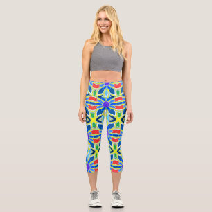 Capris, ein buntes trendiges Stoffdesign Capri Leggings