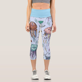 Capris in Blau mit Jelly Fish