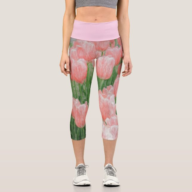 Capris mit hellrosa gestrichenen Tulpen (Vorderseite)
