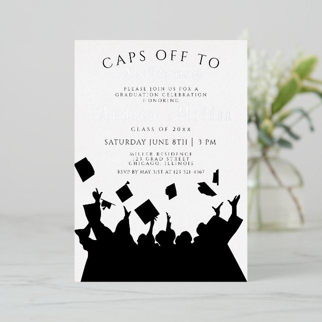 Caps of Abschluss Celebration Einladung (Stehend vorne)