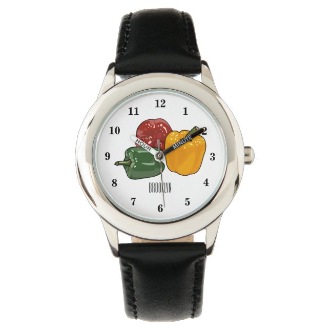 Capsicum-Cartoon-Abbildung Armbanduhr (Vorderseite)