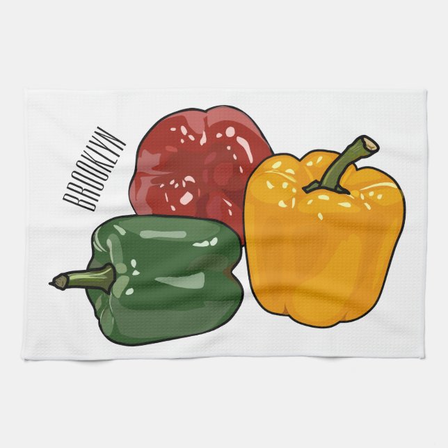 Capsicum-Cartoon-Abbildung Geschirrtuch (Horizontal)