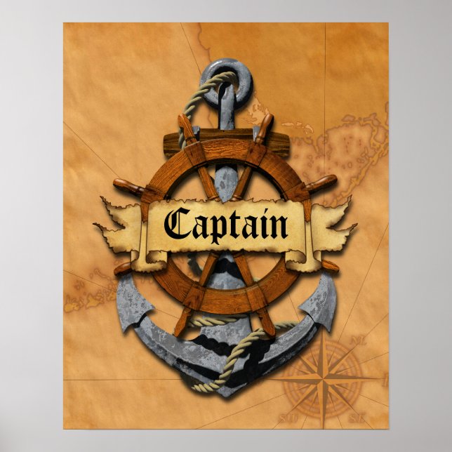 Captain Anchor and Wheel Poster (Vorne)