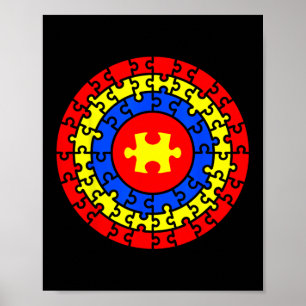 Captain Autism Awareness Superhero Puzzle Piece Poster