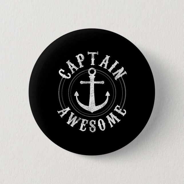 Captain Awesome - Bootfahren Segeln Anker Schifffa Button (Vorderseite)