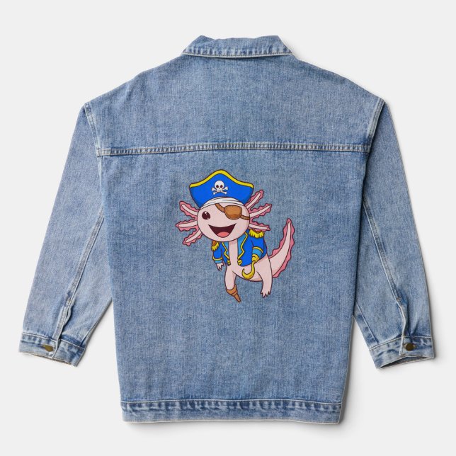 Captain Axolotl Pirate Axolotl Jeansjacke (Rückseite)