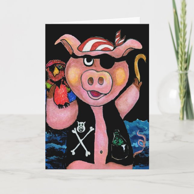 Captain Bacon, Pirat Pig & His Parrot - I love you Karte (Vorderseite)