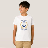 Captain Boat Name Anchor Gold Laurel Boys White