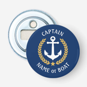 Captain Boat Name Anchor Gold Style Laurel Marine Flaschenöffner