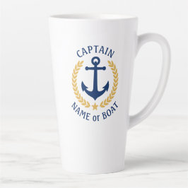 Captain Boat Name Anchor Gold Style Laurel Star Milchtasse