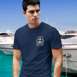 Captain Boat Name Gold Laurel Navy T-Shirt<br><div class="desc">Ein eigens entworfener nautischer Bootsanker,  Goldstar-Blätter und ein Goldstar mit Captain-Rang oder einem anderen Titel und Dein Personalisierter Name oder Boat Name auf einem marineblauen T - Shirt. Macht ein großartiges Geschenk.</div>