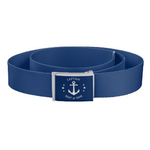 Captain Boat Name Vintag Anchor Stars Navy Blue Gürtel