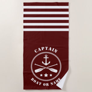 Captain Boat oder Name Nautical Anchor & Oars Red Strandtuch