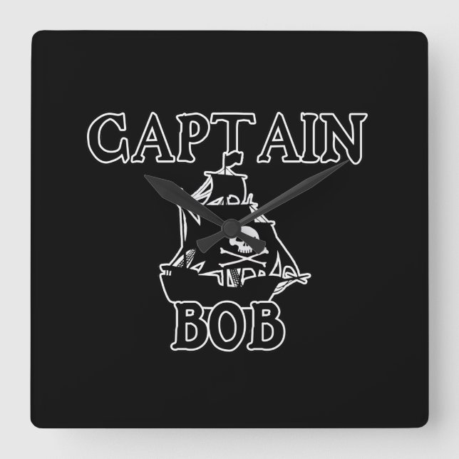 Captain Bob (Piratenschiff) Quadratische Wanduhr (Vorderseite)