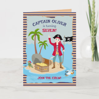 Captain Boy Pirate Ship Birthday Party Einladung
