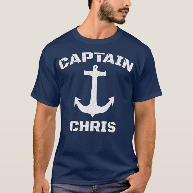 Captain Chris Personalisiert Boat Captain T-Shirt (Vorderseite)