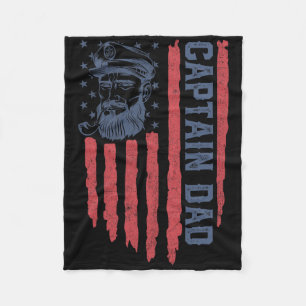 Captain Dad Amerikanische Flagge Lustig Pontoon Bo Fleecedecke