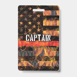 Captain Firefighter Flag Ausweis